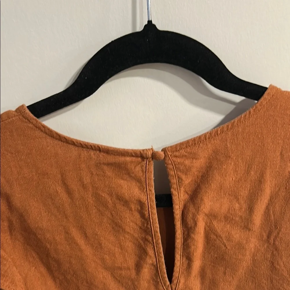 Women's Ruffled Sleeve Top - Rust - Picture 3 of 4